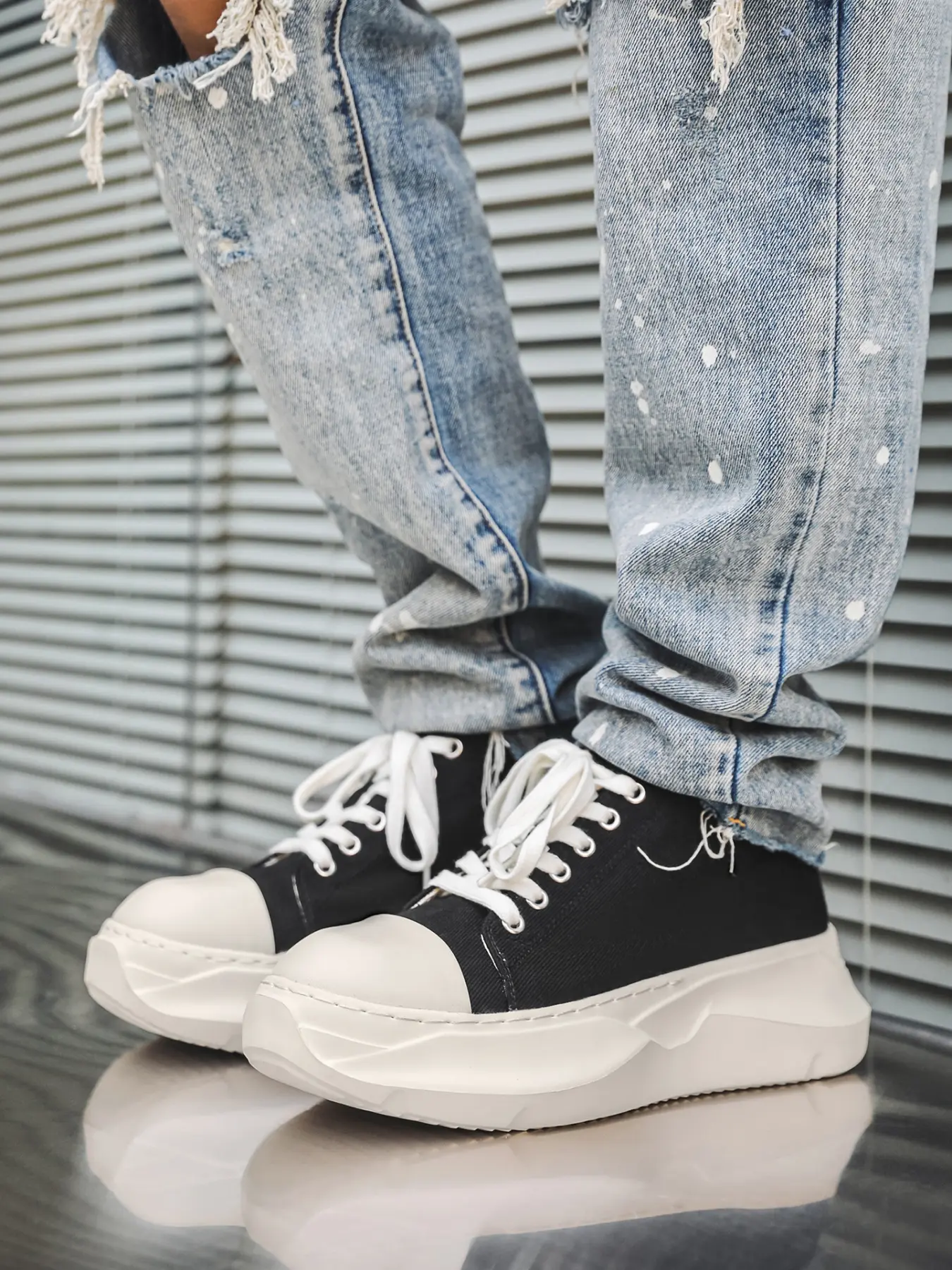 Height-increase Men Canvas Platform Sneakers, Chunky Casual Trainers, Airy Canvas Upper, Elastic Cushion Sole Suitable For Students And Office Daily Wear
