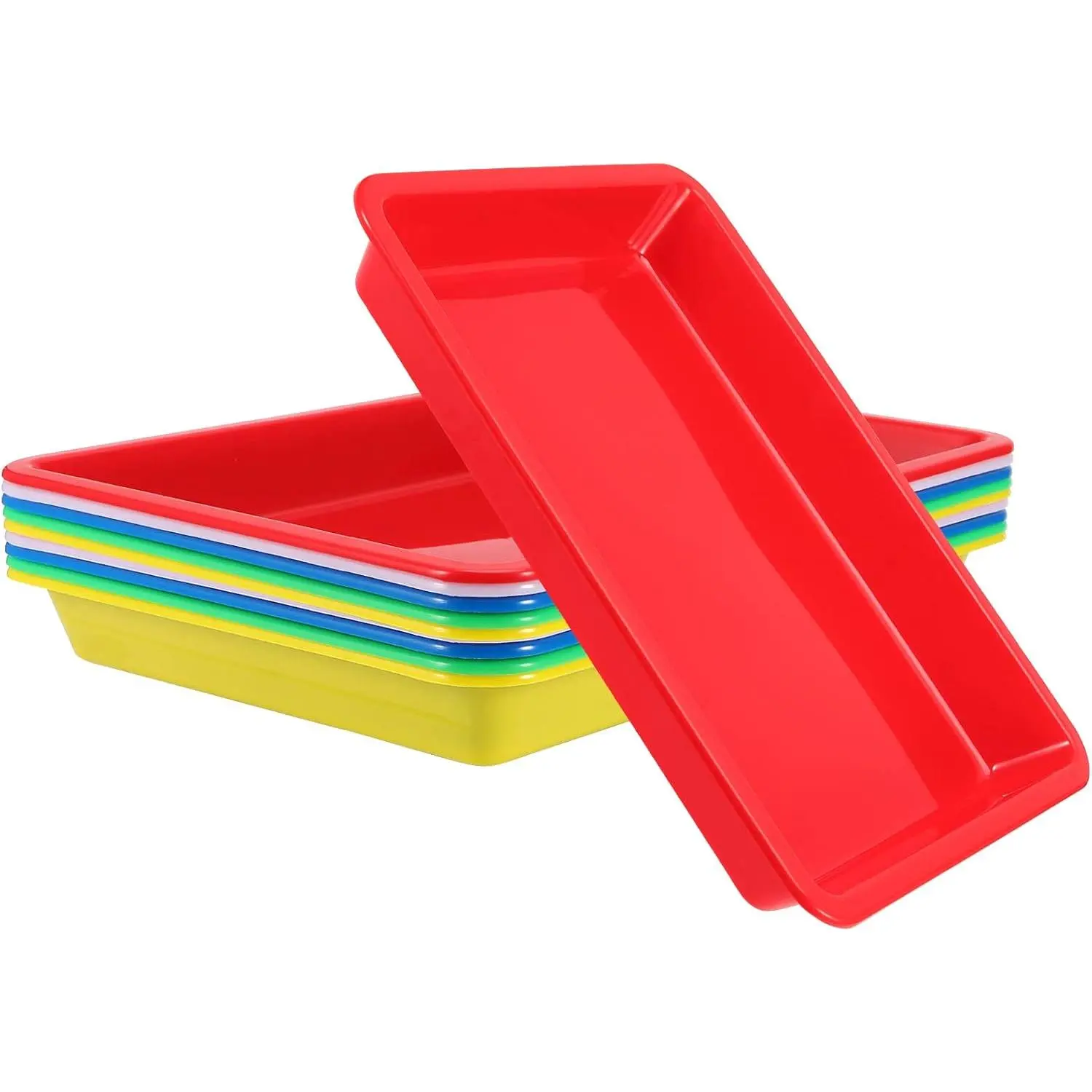 10 Pack Multicolor Stackable Plastic Art Trays, Art and Crafts Organizer Tray for Beads, Painting, DIY Projects, 10.8 x 8.3 x 1.2 Inch