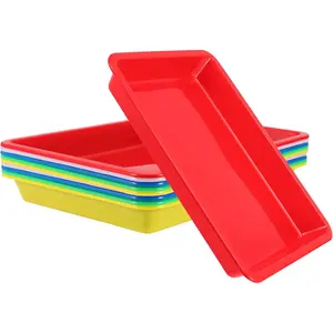 10 Pack Multicolor Stackable Plastic Art Trays, Art and Crafts Organizer Tray for Beads, Painting, DIY Projects, 10.8 x 8.3 x 1.2 Inch