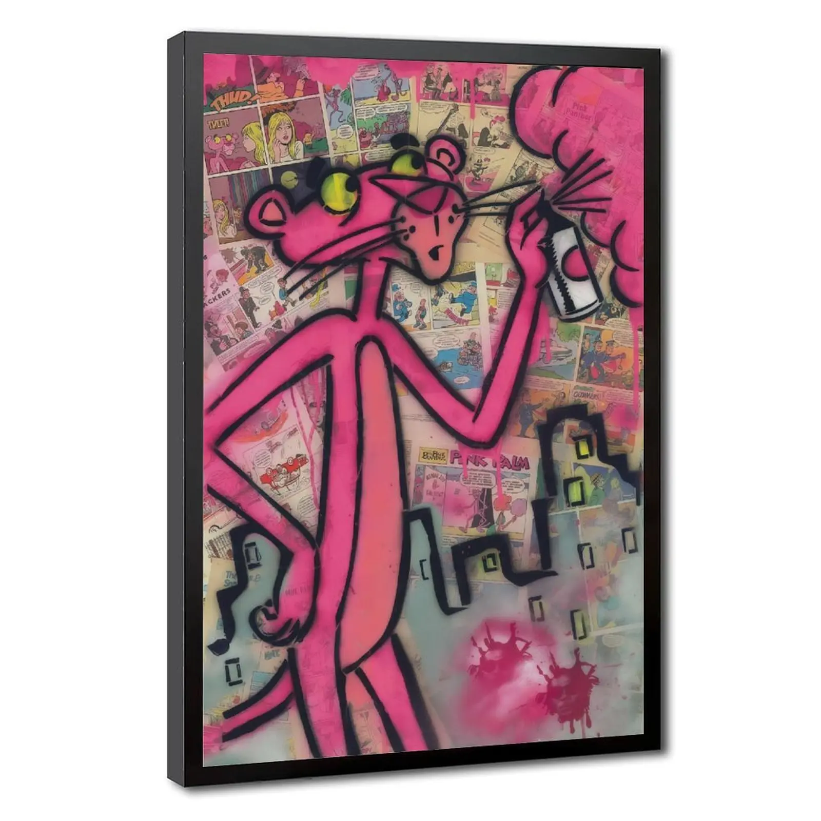 Pink Panther Character Art Modern Canvas Painting - Creative Design, Vibrant, Picture Image, Graphic Frame-Style DIY Graffiti Posters & Prints, Home Decor Wall Art for Living Room, Creative Design Print, Vibrant Print
