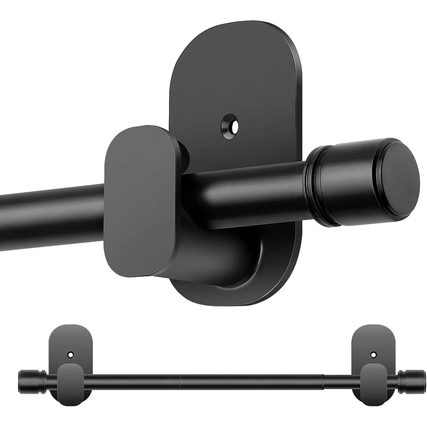 No Drill Curtain Rod, 16-30 Inch Adjustable, 5/8" Diameter, Black, Fits Windows 8-26 Inches, Renter Friendly Small Drapery Rod for Lightweight CurtainsGift