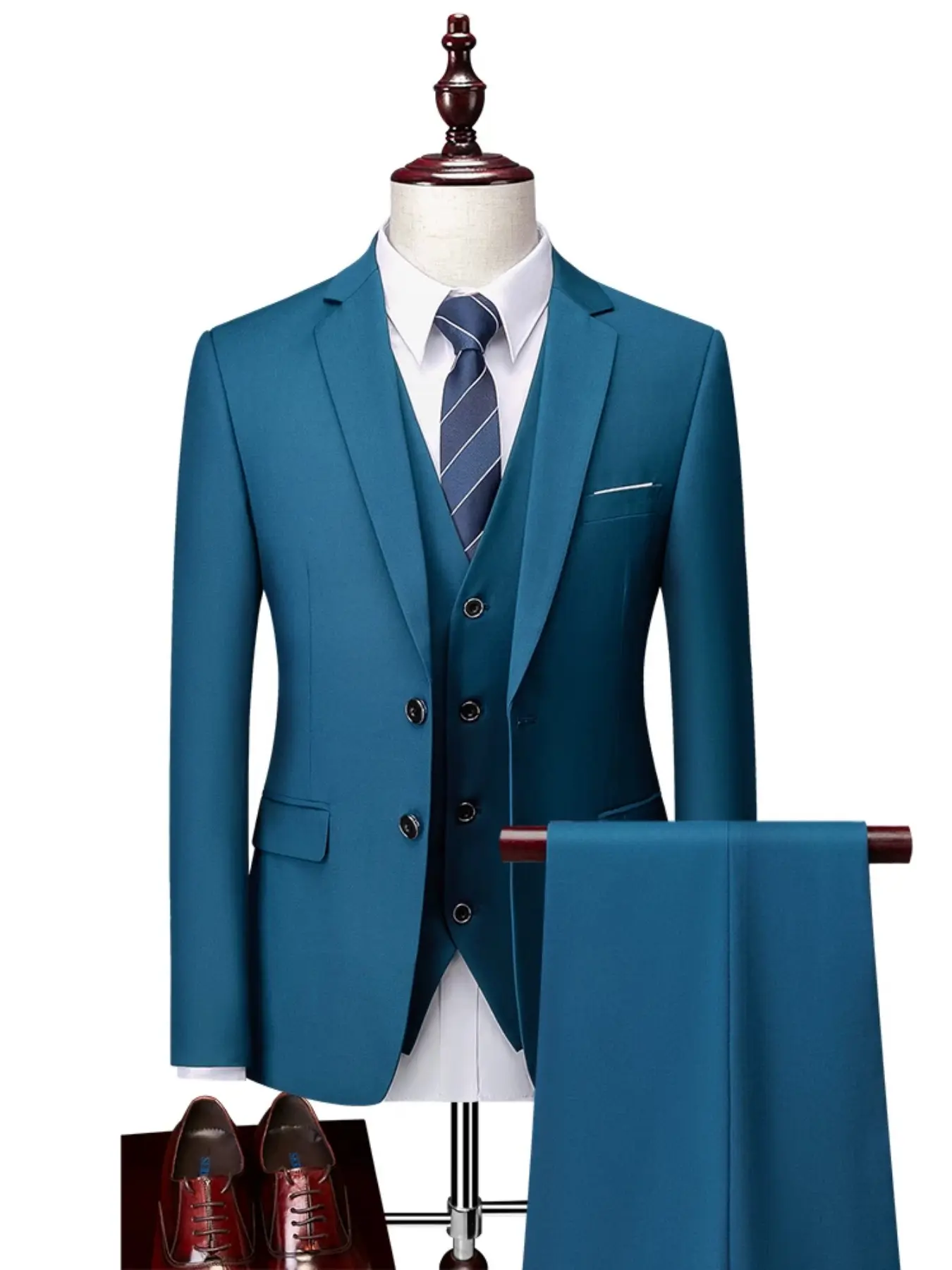Men's Three-Piece Suit (jacket + Vest + Pants), Slim-Fit Blazer for Business Meetings, Formal Events, Weddings, Minimalist Style