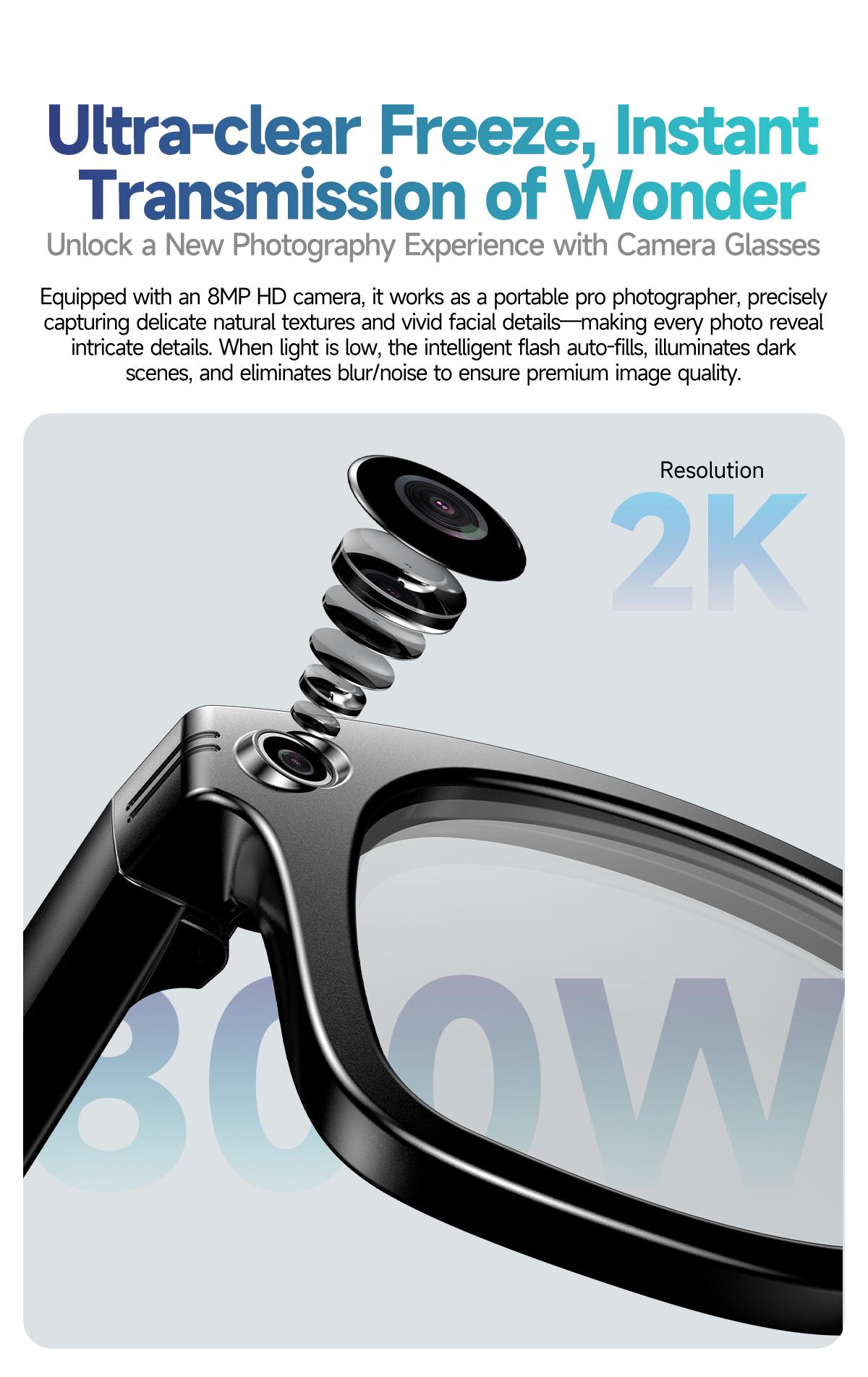 2026 New Upgrade Smart glasses  Bluetooth Camera Sunglasses with Voice Assistant Video Recording AI Photo Recognition  Call Translation   Men Women