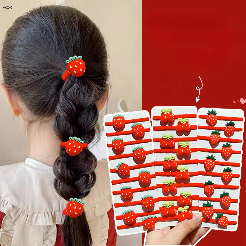 Cute Fruit & Shape Striped Hair Snap Clips 10Pcs Sets, Red White Stripe Strawberry Cherry Heart Star Flat Hair Barrettes, Kawaii Sweet Kids Girls Daily Bangs Side Hair Accessories Multi Style Optional