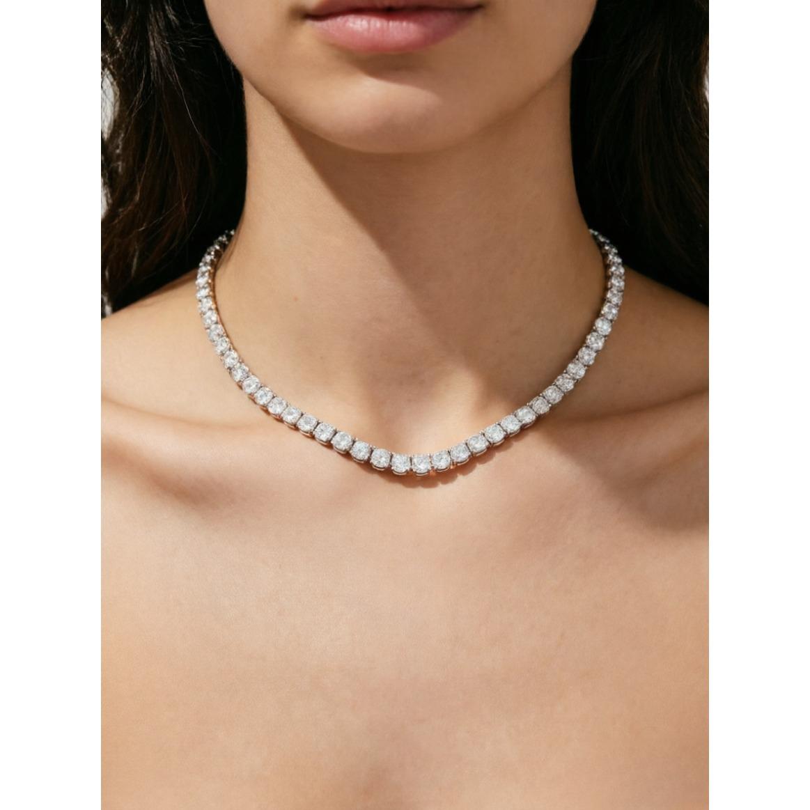 3/4/5MM Spring Buckle Iced Out Full Moissanite Tennis Chain Necklace – Gold Silver Color Hip Hop Jewelry Bling Men Women