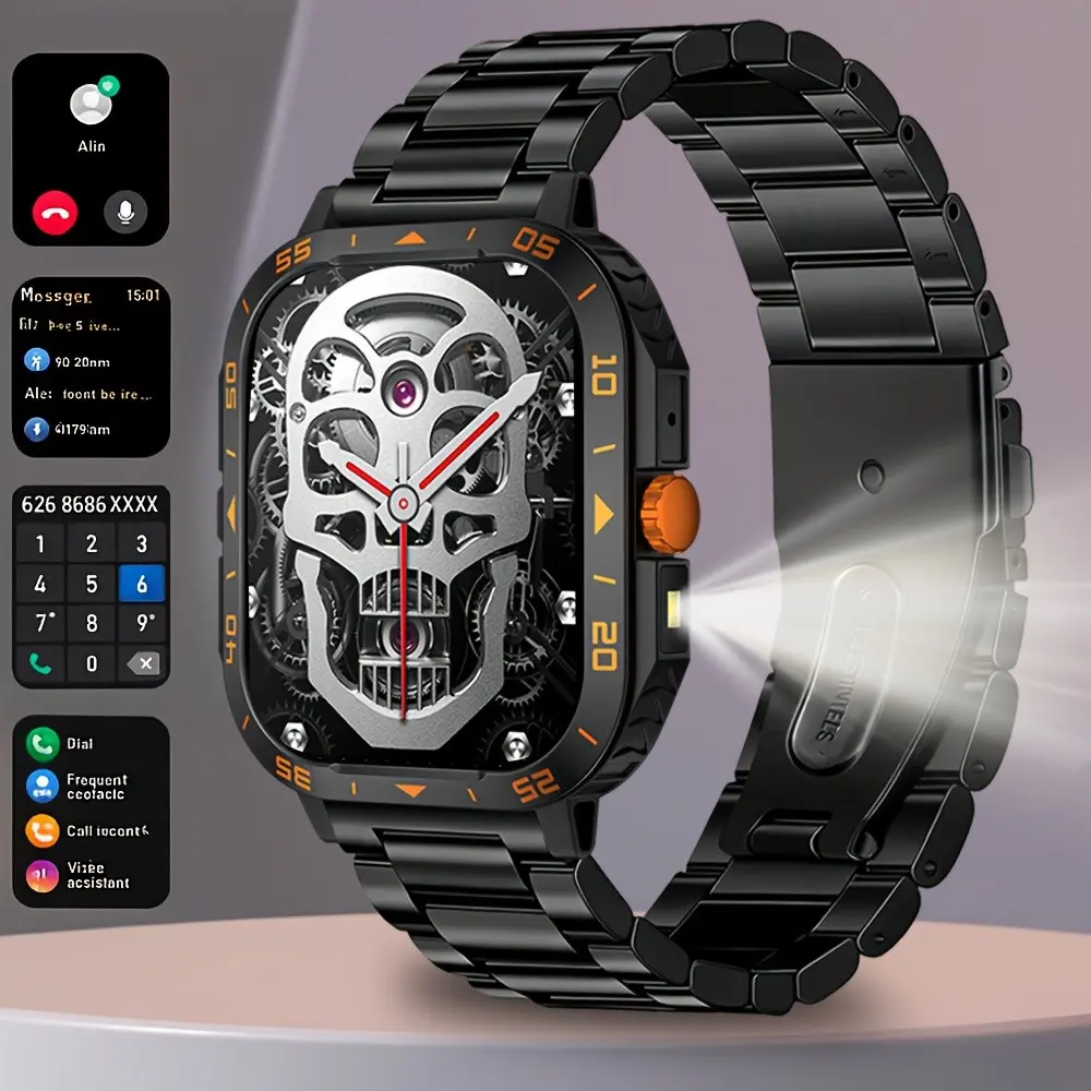 Men's Smartwatch with HD Display, Wireless Calling & Voice Assistant, 100+ Sports Modes, USB Charging, Music Control, Step Tracking