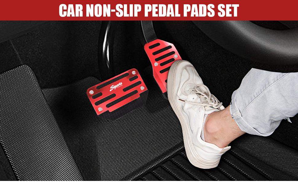 2PCS Non-Slip Car Pedal Covers, Premium Aluminum Alloy Gas and Brake Pedals Covers for Safe Driving, Automatic Transmission Pedal Covers Replacement Kit, Universal Car Accessories for Most Car