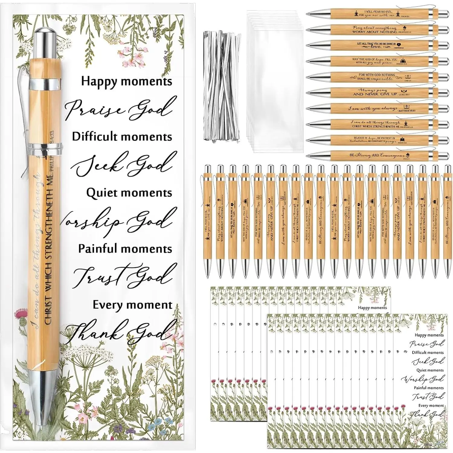 10 Set Christian Religious Gifts Bulk Include  Verse Pens and Inspirational Bookmarks Scripture Quote  Study Group Church Gifts for Christian Pastor ()