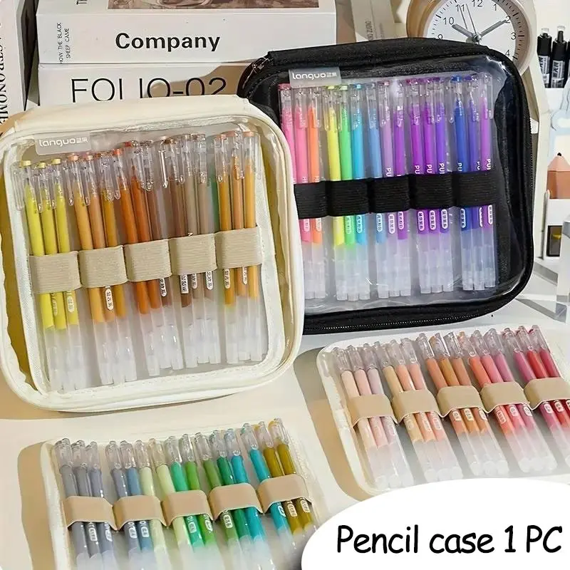 Transparent Canvas Multi-Functional Pencil Case, College Essentials, 36/108 Capacity Options, Art Drawing Storage, Portable Organizer, No Pens Included, Pencil Bag