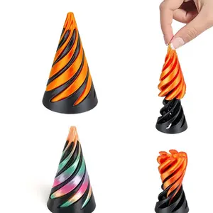 2 Counts Impossible Cone, Spiral Cone Fidget Toy, 3D Printed Spiral Fidget Toys, Mini Cones Pass Through Pyramid, Stress Relief