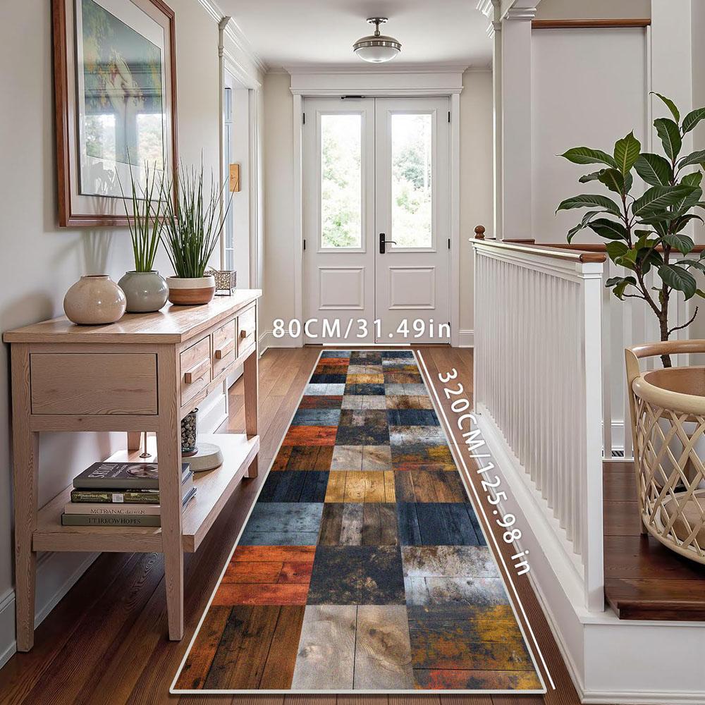 Abstract Art Style Long Rug, Modern Geometric Rug, 1 Count Colorful Geometric Pattern Non-slip Floor Mat, Washable Decorative Carpet for Home Living Room Bedroom Kitchen