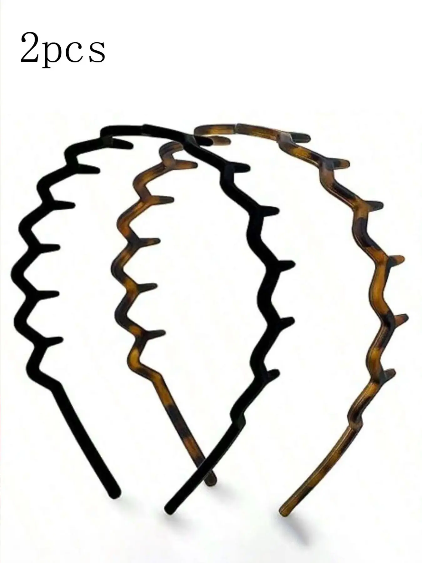 2pcs Zig Zag Headbands for Women, Non-Slip Comb Teeth Design, Tortoise &, Stylish Hair Accessories, Sleek Hairstyles