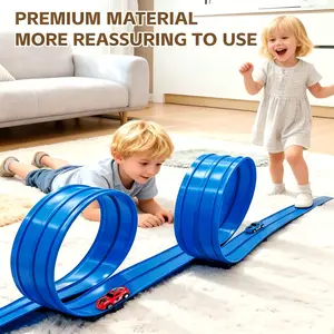 4pcs Racing Cars Track Set, 360° Loop Race Track Toy, DIY Snap Together Stunt Racing Track, Stem Educational Toy, Kids' Birthday Gift