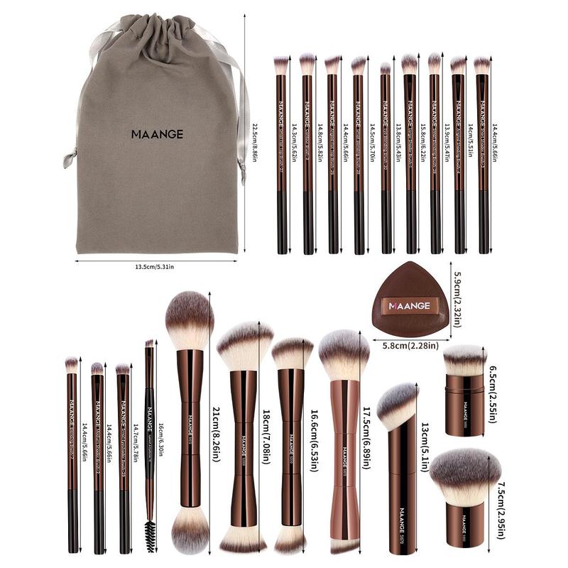 Maange 10/20-Piece Aluminum Makeup Brush Set, Includes Foundation, Powder, Blush, Eyeshadow, Concealer, Highlighter, Sponge, Storage Box Maange 10/20-Piece Aluminum Makeup Brush Set, Includes Foundation, Powder, Blush, Eyeshadow, Concealer, Highlighter, Sponge, Storage Box