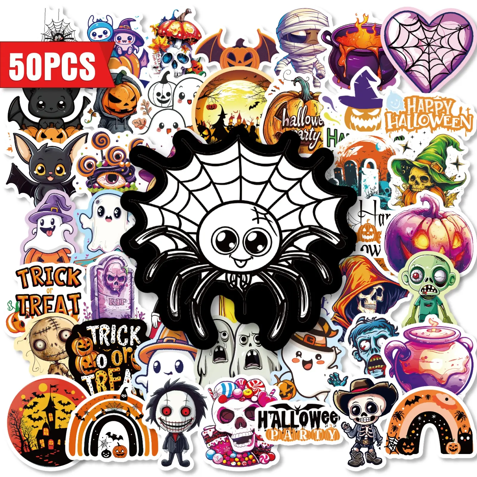 50pcs Halloween Stickers, Pumpkin Ghost Mummy Series Office Stickers, Sticker Decals, Suitable for Scrapbooks, Diaries, Laptops, Cars, Etc. A Gift with A Positive Message and A Design Based on Faith.