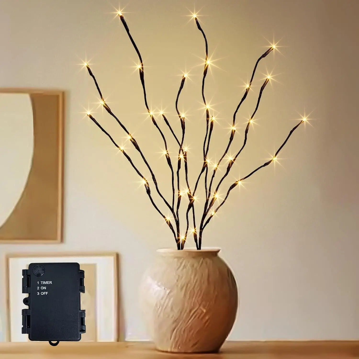 Lighted Branches, 30Inch 2PK 40 LED Twig Lights, Artificial Tree Branch with Timer  Operated, Christmas Decorations Indoor Outdoor Room Apartment Stake Lights for Lawn