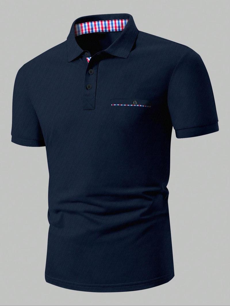 Men's Button Front Shortsleeve Polo Shirt, Casual Short Sleeve Polo Top for Summer, Fashion Men's Clothes for Daily Wear, Casual Golf Polo