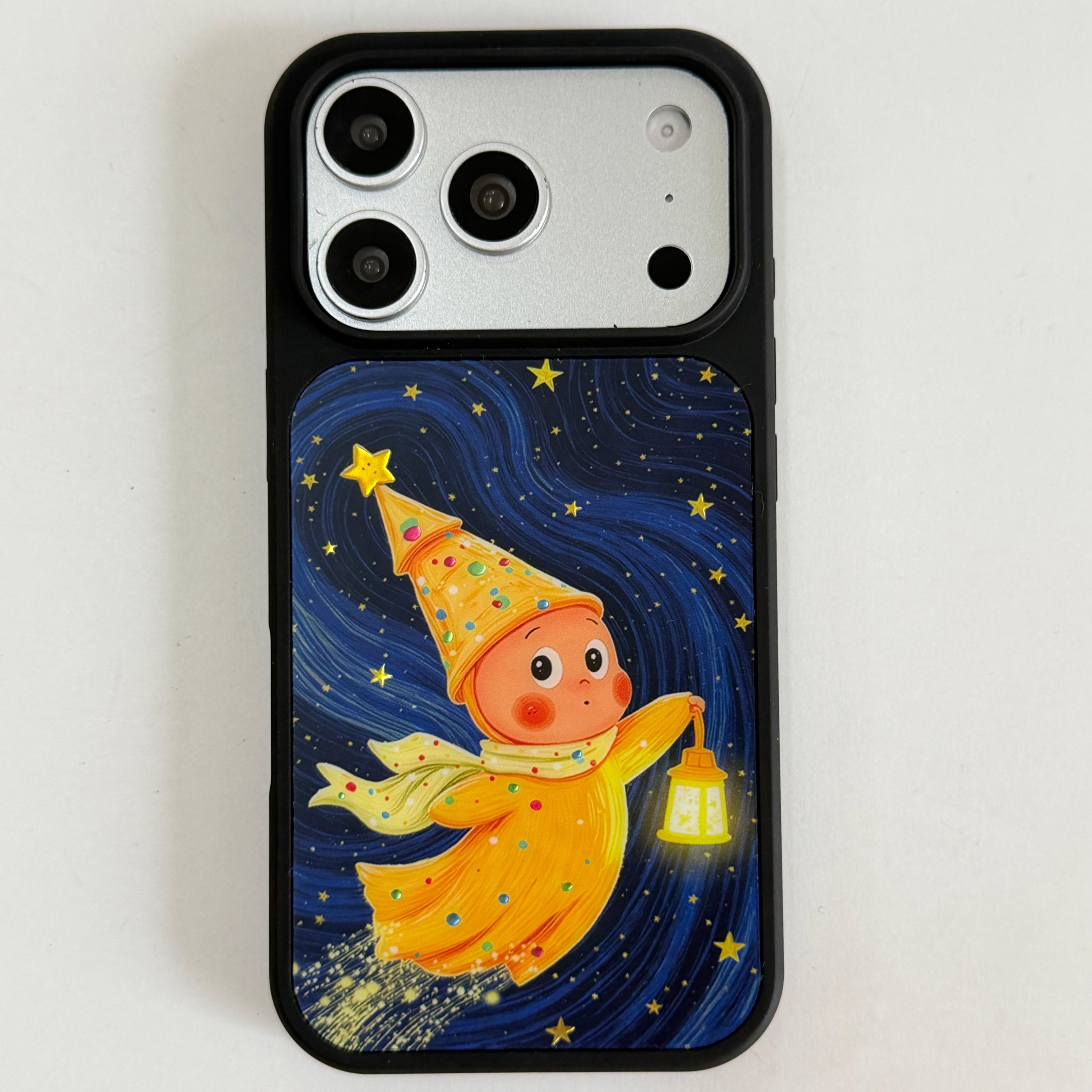 Luxury Gilded Star Character Rotatable Phone Case for iPhone 17 Pro Max 16 Pro Max 15 Pro, Stylish Full Body Protective Shell for Girls