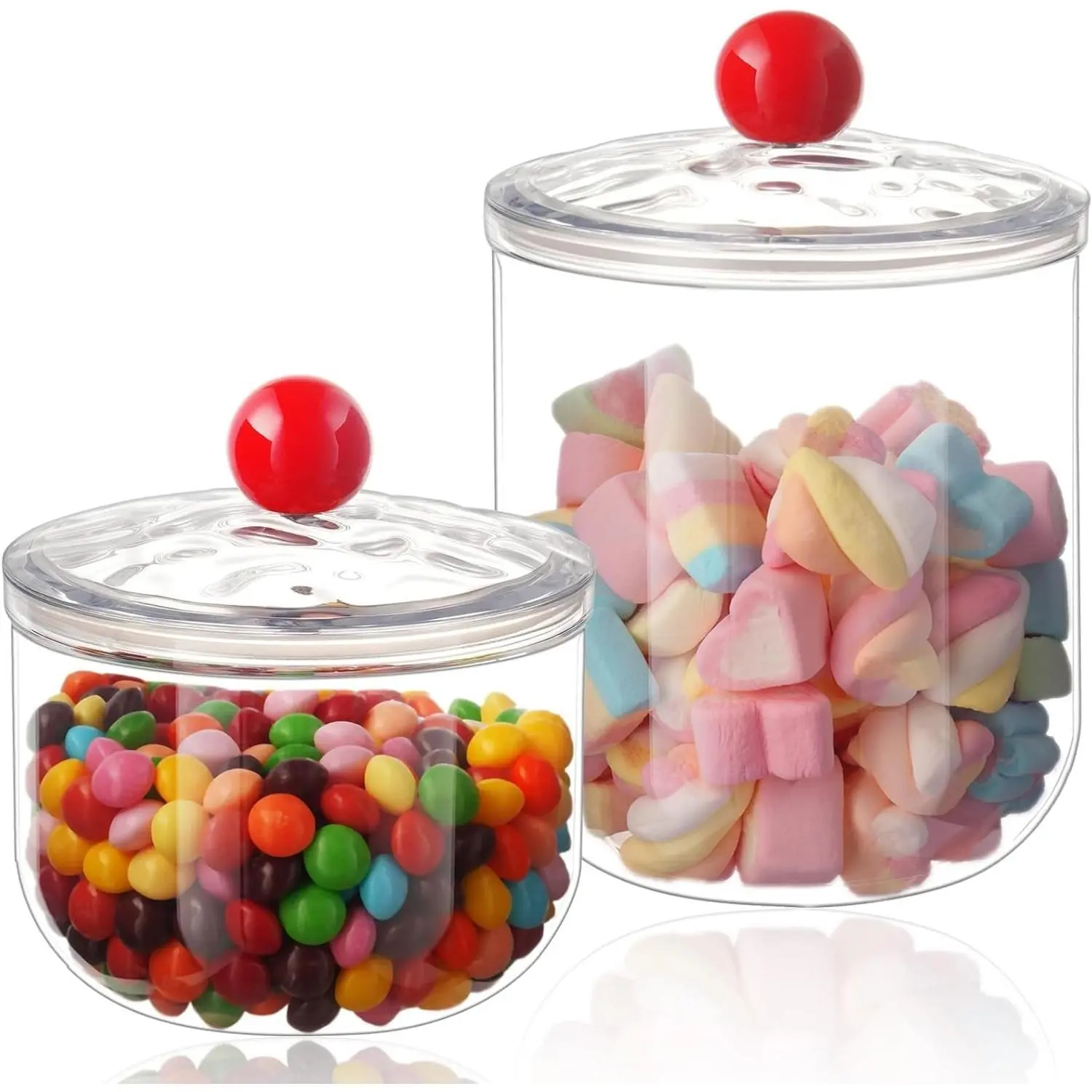 2 Pack Airtight Clear Plastic Candy Jars with Lids - 47 & 30 OZ Cookie Storage Containers, Apothecary Canisters for Kitchen, Pantry, Office, Party - Organize Sugar, Tea, Coffee, SnacksGift