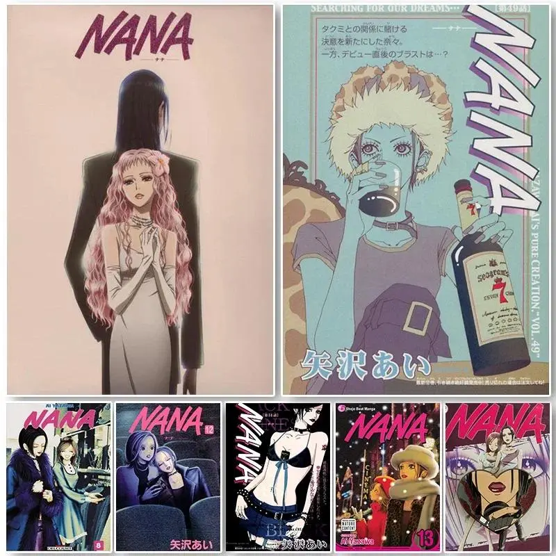 Nana Retro Canvas Poster Artwork, Canvas Art, Wall Art, High-Definition Print, Japanese Anime Character Artwork, Suitable for Living Rooms and Home Décor