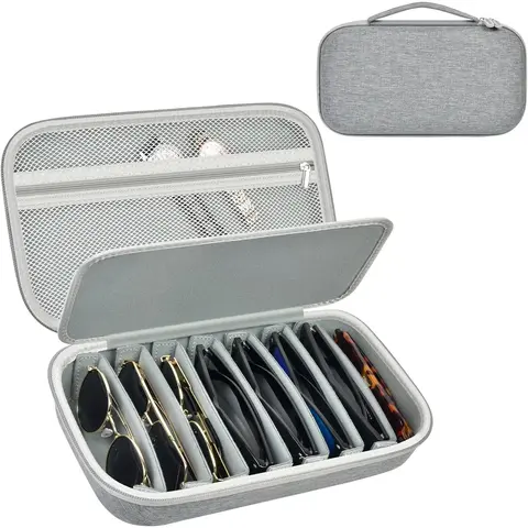 Portable 8-Slot Polarized Sunglasses Storage Organizer Case, Anti-Crush Dustproof Travel Box for Dresser Drawer (Bag Only)