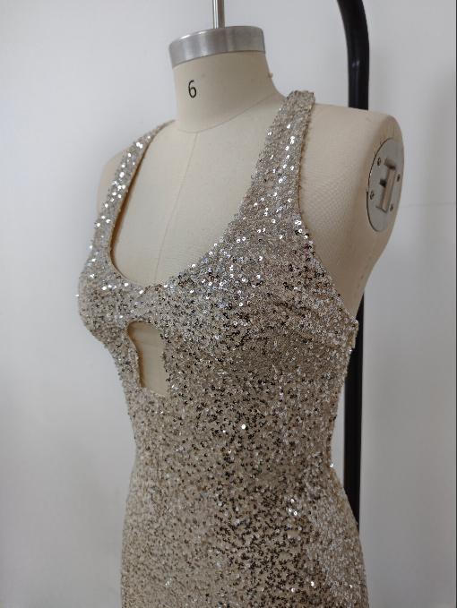 Long Dresses Women Elegant Shinny Sequins Midi Dress Female Sleeveless Backless Long Vestidos Lady Party Club Evening Robes