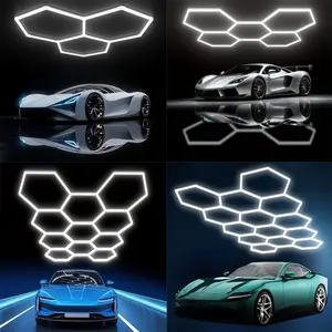 Hexagon LED Garage Light, Super Bright 105W 12600LM 65000K Daylight White LED Car Garage Light, 3/5/8/11/14 Hexagonal Grids for Garage, Shopping Mall, Workshop and Car Detailing etc.