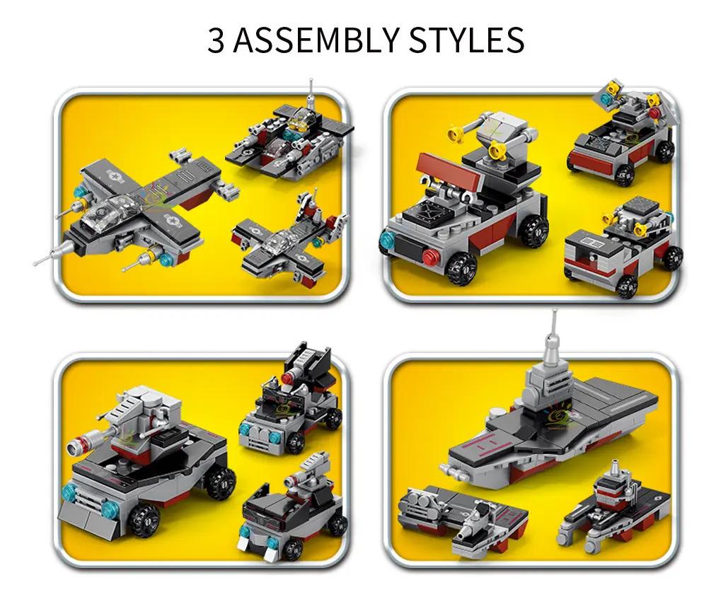 546PCS Military series 8 in 1 aircraft carrier educational puzzle small particles building blocks DIY assembling toys