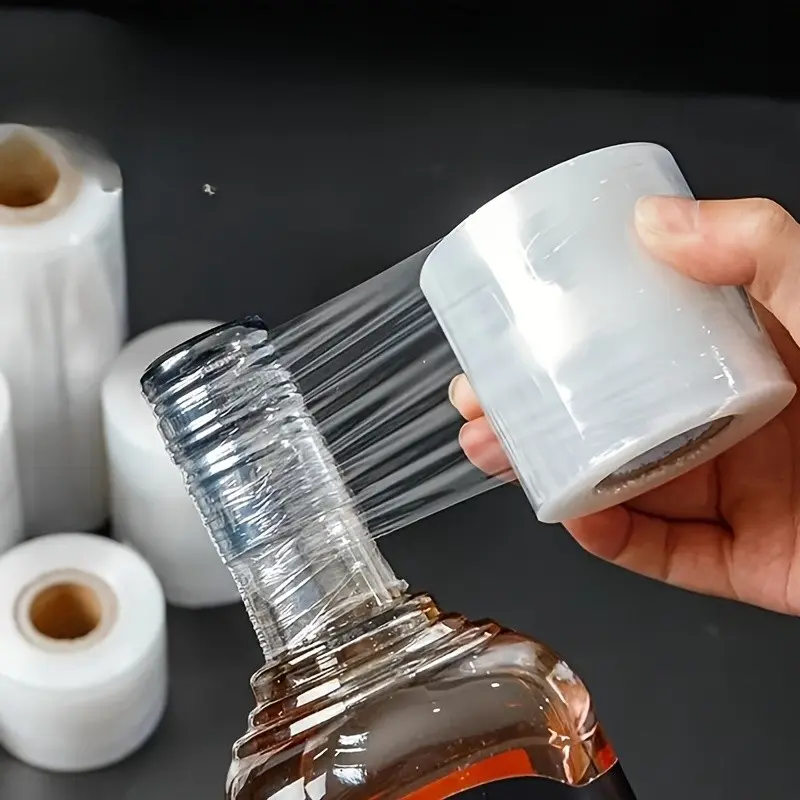 Stretch Film Roll 9055 Inches, Non-Heating Bottle Sealing Machine, Easy-To-Use Packaging Supplies, Ideal for Bottles and Cans, Airtight Seal