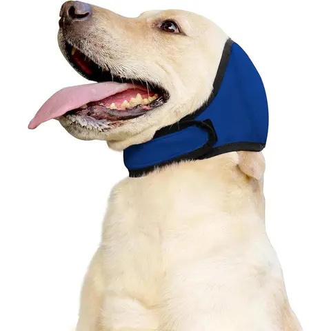 Adjustable Dog Ear Cover, Waterproof Swimming Ear Protection Wrap, Anti-Noise Calming Anxiety Relief Head Wrap for Dogs, Ear Muffs for Bath & Pool