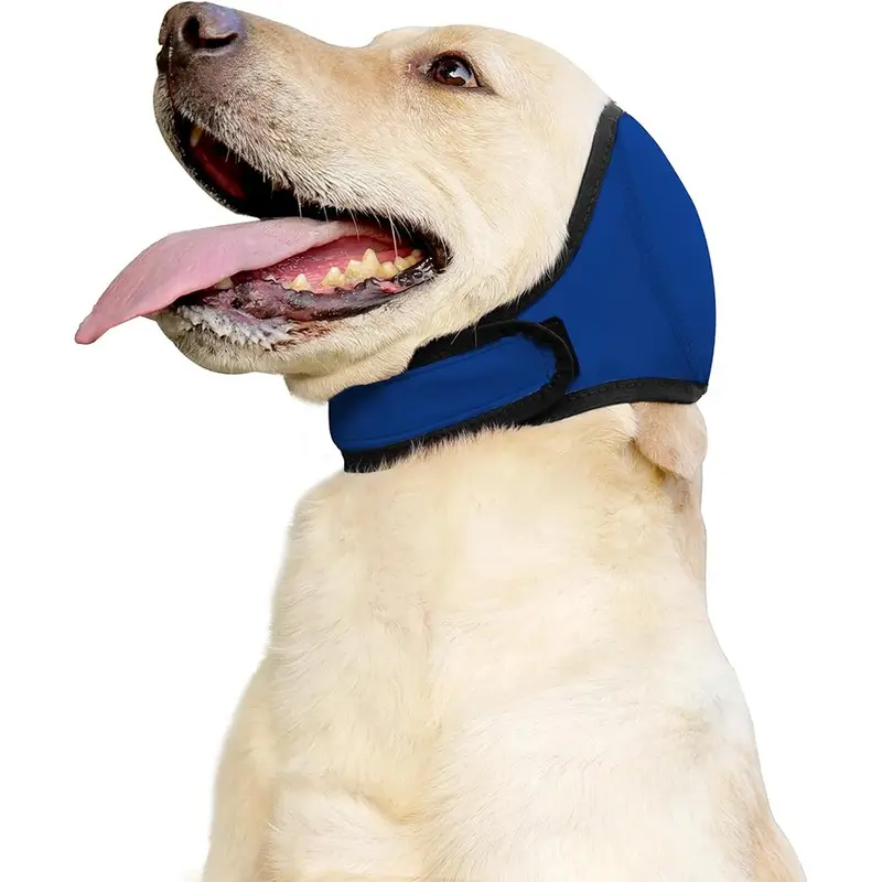 Adjustable Dog Ear Cover, Waterproof Swimming Ear Protection Wrap, Anti-Noise Calming Anxiety Relief Head Wrap for Dogs, Ear Muffs for Bath & Pool