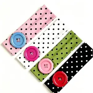 Summer Colorful Large Button Wave Dot Wide Elastic Headband for Women, Korean Ins Y2K Retro Blogger Same Style Trendy Cool Daily Hair Accessories