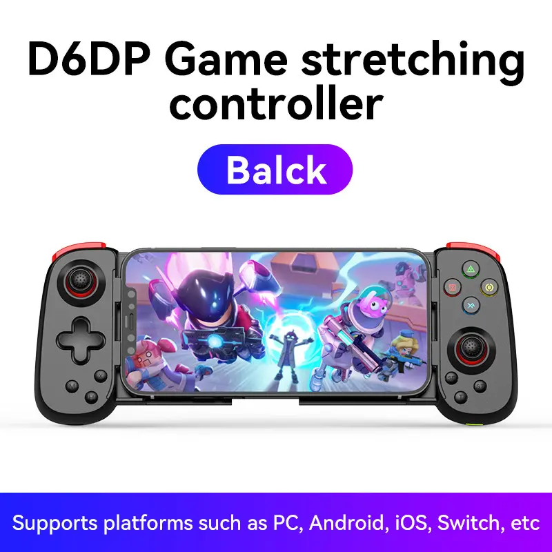 D6DP Stretchable Gamepad for PS4/PS5/XB/PC Streaming Wireless Game Controller for Mobile Phones Android IOS Simulator