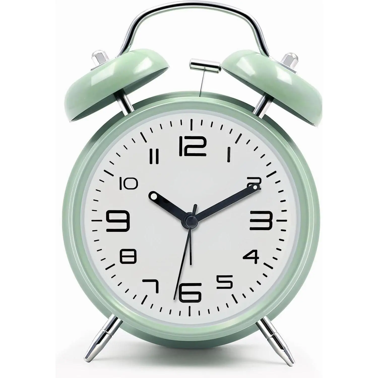 Loud  Clock for Heavy Sleepers Adults, Metal 4 Inches    Operated  Clocks for Bedrooms Decoration, Silent Non-Ticking -to-School  (Mint Green)