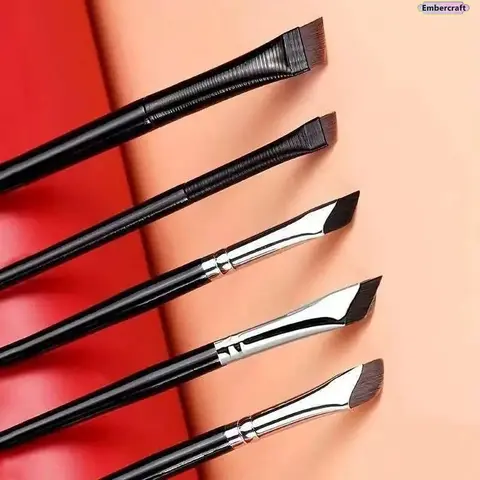 Professional 5/7-Piece Makeup Brush Set - Angled Flat Tip, Precise Brow Liner, Fine Tip Eyeliner, Scissor Detail Brush, Waterline Tool for Defining Eyebrows, Clean Results & Enhancing Daily Beauty Routine