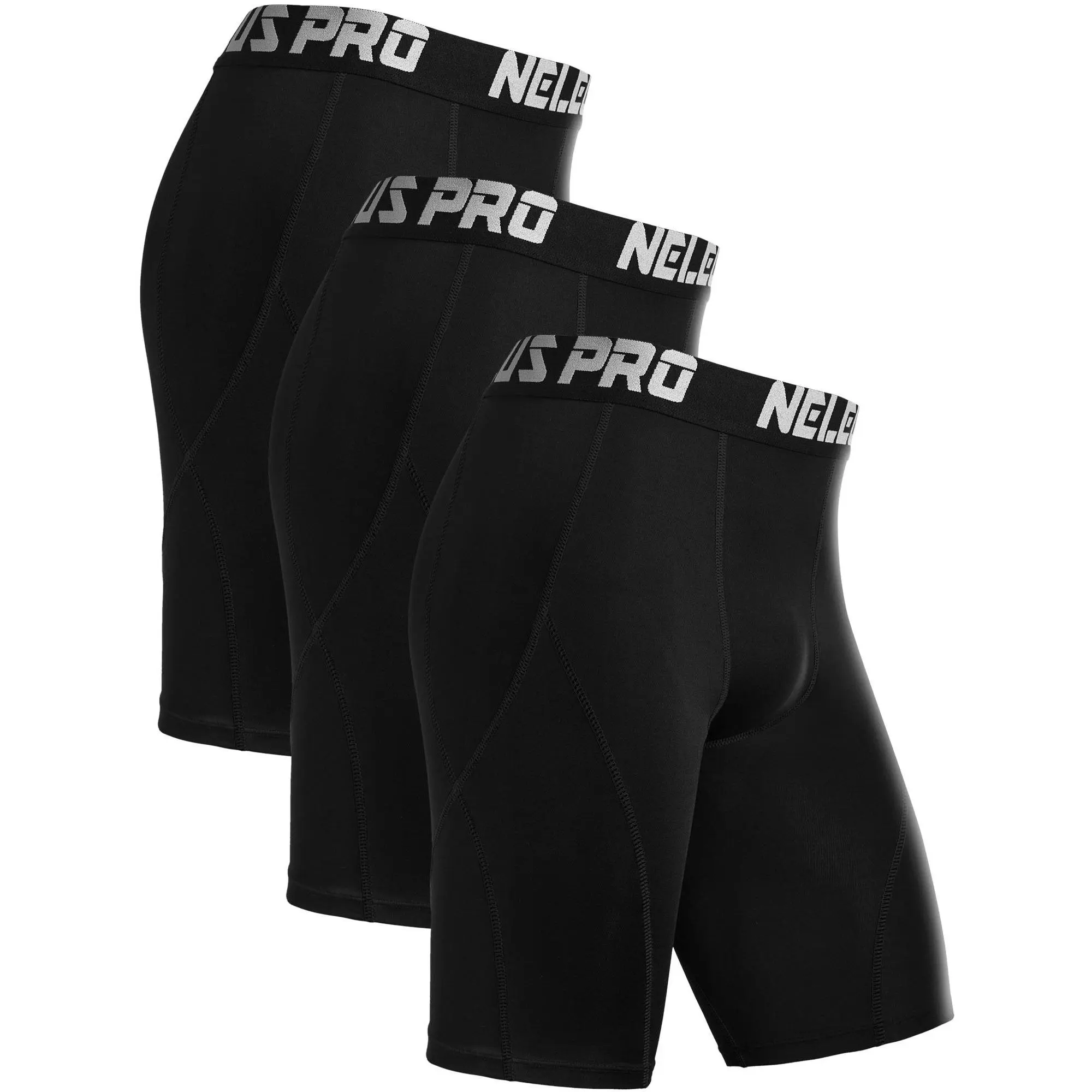 NELEUS Men's 3-Pack Plain Athletic Performance Compression Shorts, Cozy Activewear Sportswear with Quality Fabric