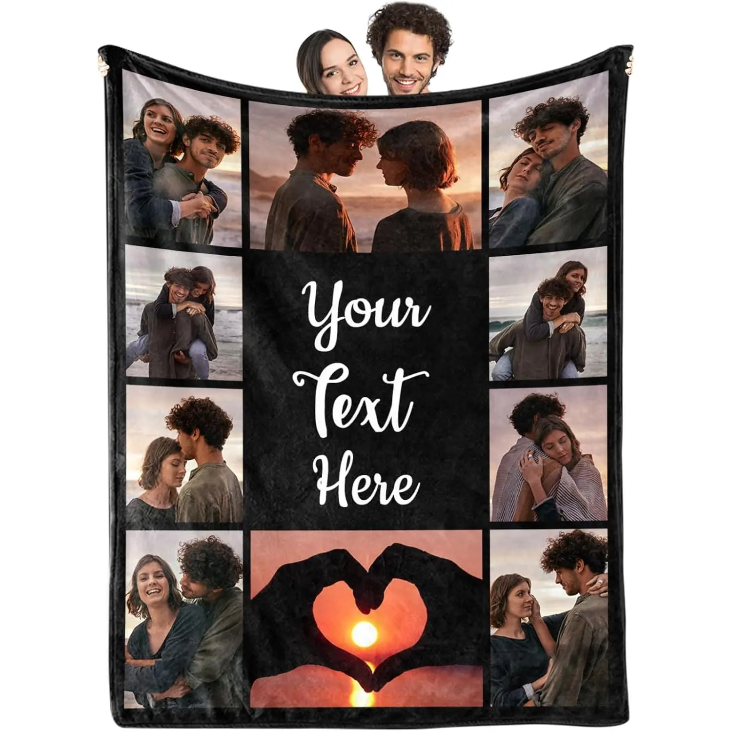 Custom Blanket with Pictures Name Personalized Flannel Blanket Customized I Love You Blanket Christmas Birthday Valentines Day Couples Gift for Boyfriend Girlfriend Her Him Wife Husband