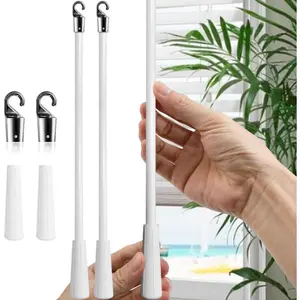 17 Inches White Fiberglass Blind Tilt Wand Replacement with Hook 2 Pcs for Window Pull Supplies
