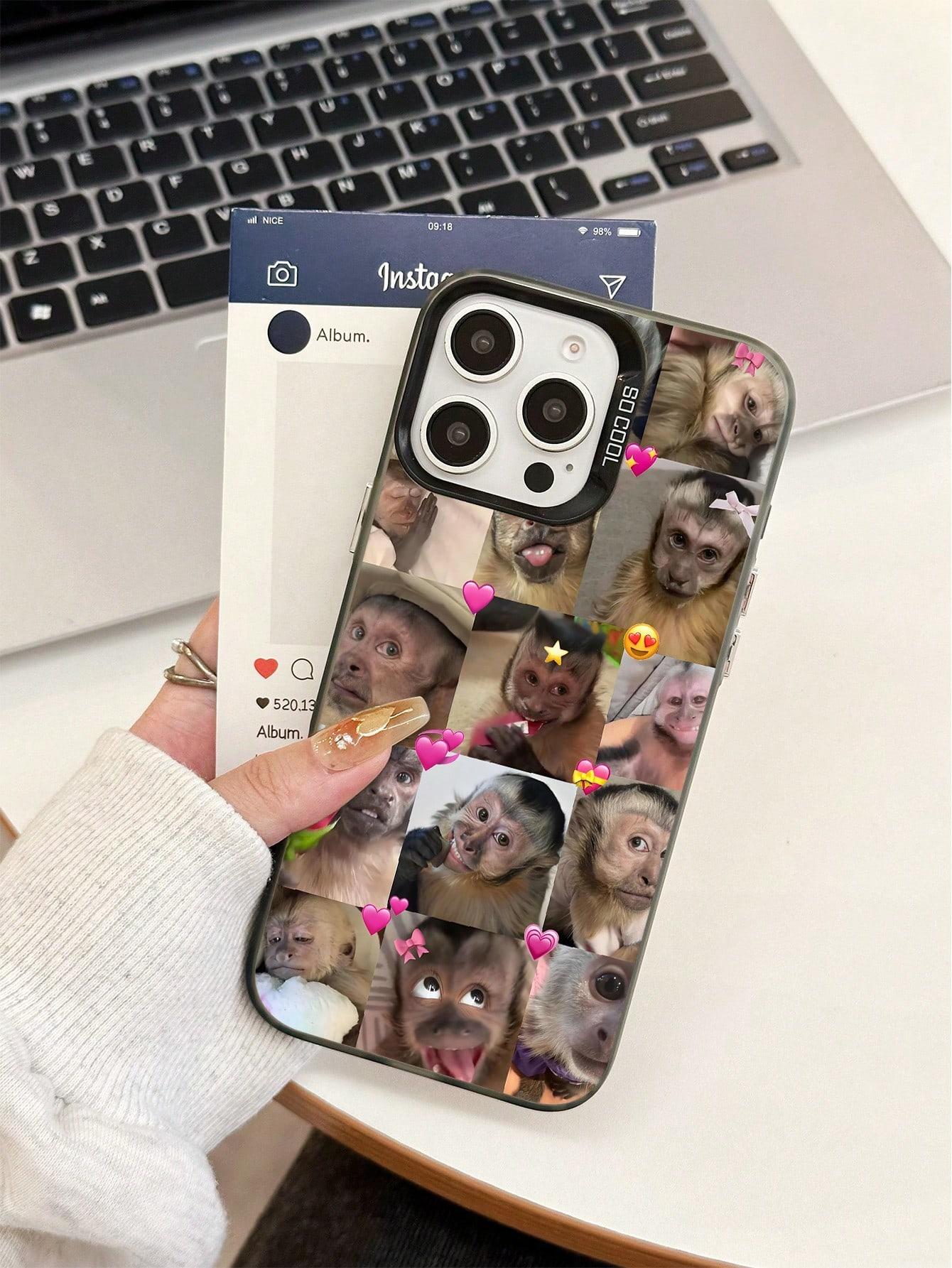 Expression Monkey Pattern TPU Soft Edge Phone Case (1-Pack) - Fun puzzle design, waterproof, shockproof, drop-proof, and scratch-resistant. Compatible with iPhone 17/16/15/14/13/12/11. A perfect holiday gift for friends, family, and yourself.