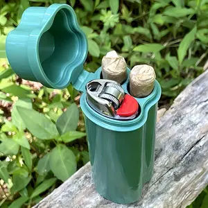 Stylish Turquoise Pre-Roll Cone Holder, Flip-Top Sealed Cylindrical Plastic Container, Lightweight Portable Mini Organizer, Multi-Purpose Storage