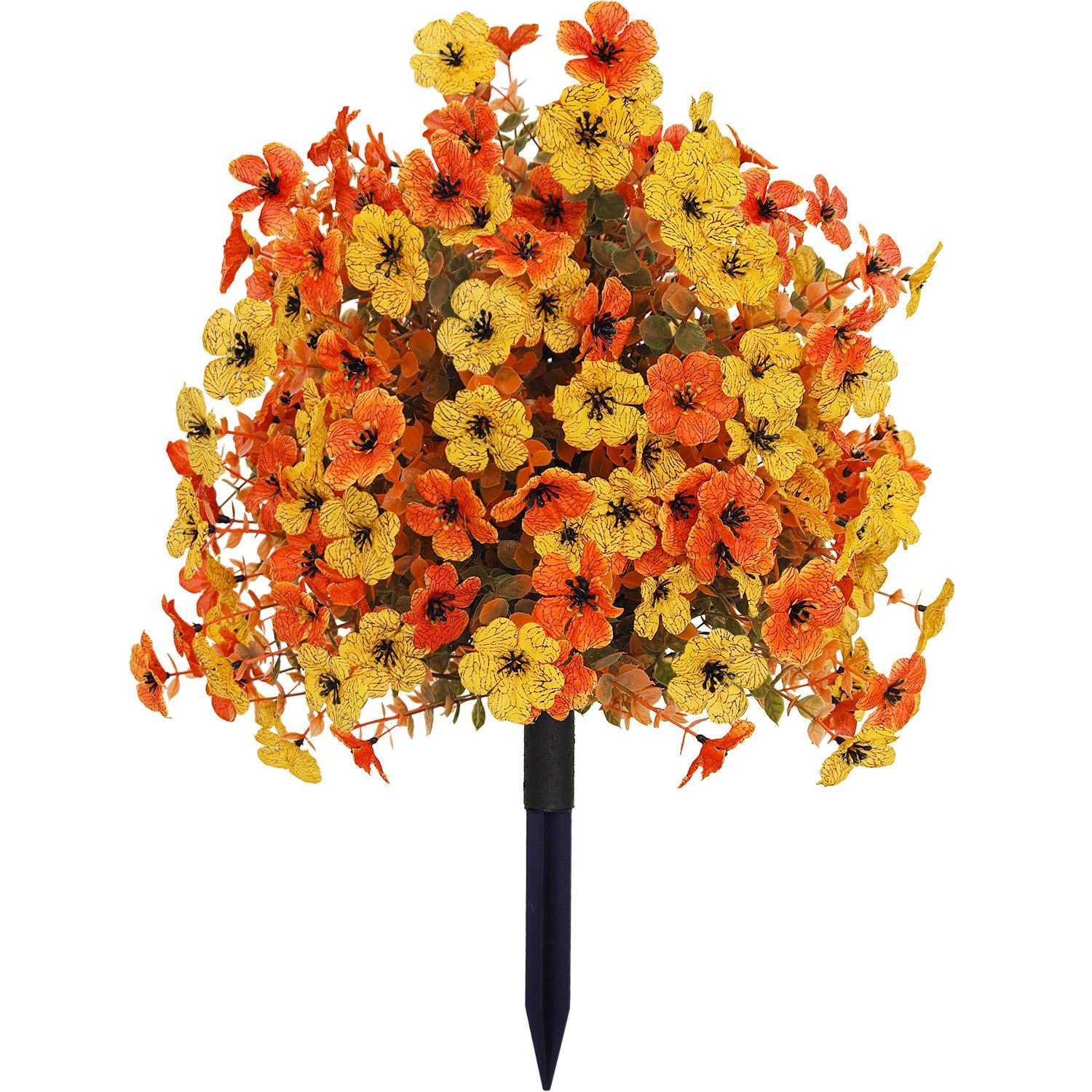 Artificial Flowers for Outdoor Indoor Garden Home Decoration, Decorative Faux Flower Daisy with Eucalyptus Leaves Fake Plants Greenery Boxwood Porch Patio