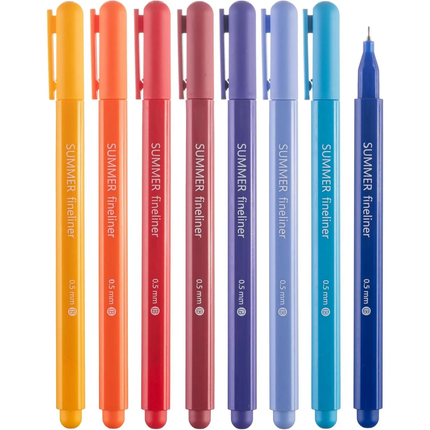 Fine Tip Pens, 8  Pens No Bleed Through,  Colors, 0.5mm Fine Point Fineliner Markers for Journaling,  Study Journaling Supplies and Accessories (Summer)