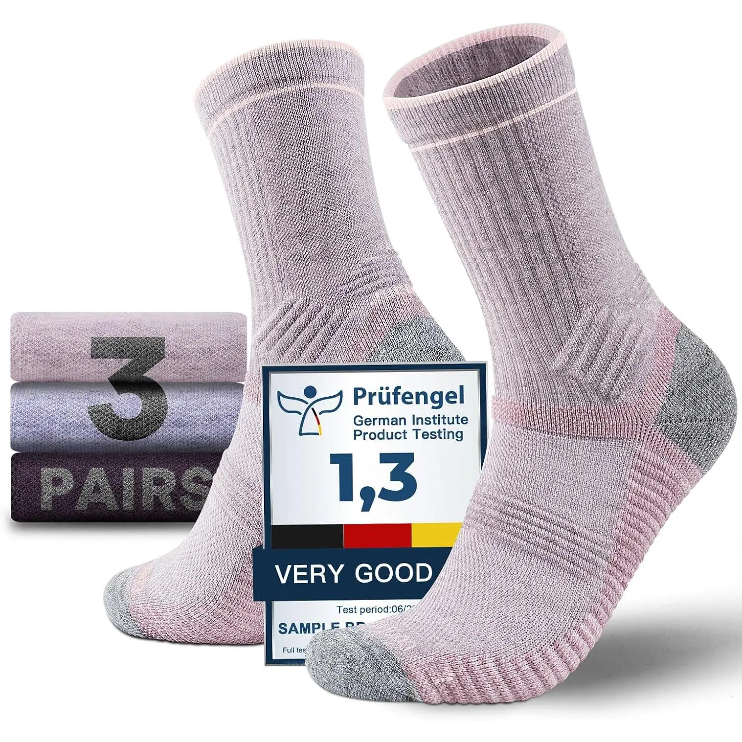 Women's Wool Compression Socks, Lightweight Breathable Seamless Moisture Wicking Socks for Hiking, Anti-Blister Cushioned Design
