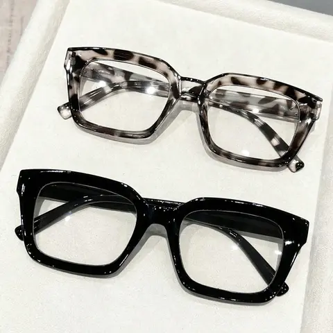 2026 New 4 Pairs Unisex Square Plastic Frame Glasses, Face-Shaping Eyewear for Men and Women, Party-Ready Spring School Season Accessories, Fashionable Square Eyeglass Frames, Stylish Square Frames, Square Frames Eyeglasses, Classic Square Frame