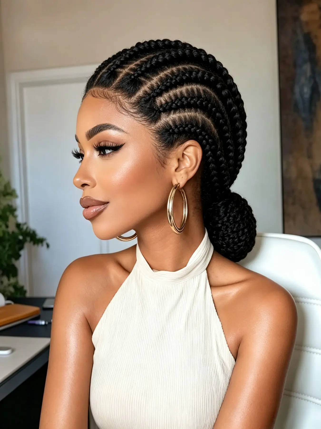 360 Lace Wig Knotless Braided Full Lace Wig, 14 Inch Synthetic Cornrow Braid Wig for Women, Stylish and Comfortable Hairpiece