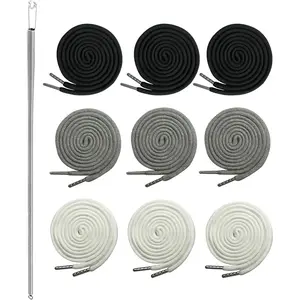 9Pcs Drawstring Cord 72 Inches 3XL Replacement Drawstring with Easy Threader for Shorts Sweatpants Pants Trunks Gray Black White