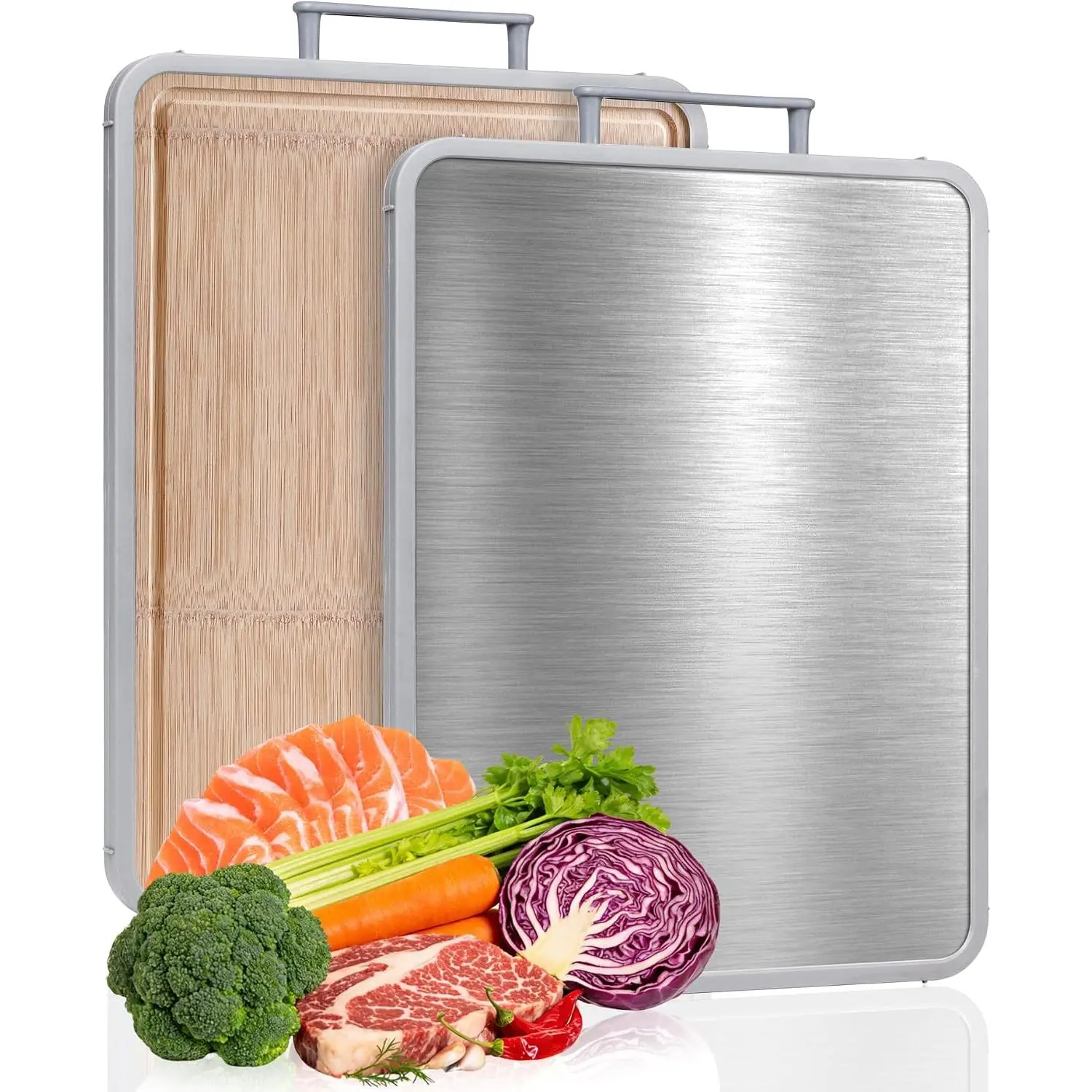 Stainless Steel  Boards for Kitchen, 16"x12"   Board Double Sided  Grade, Pure Titanium/ Kitchen Gadgets Chopping Board