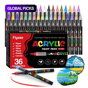 Acrylic Paint Soft Brush Markers Set, Soft Brush Tip, Automatic Ink Control, Paint Markers for Wood, Stone, Canvas, Glass, Fabric, DIY Crafts, Versatile Use, Acrylic Painting Pen, Acrylic Painting Supplies, Coloring Markers, Art Supply