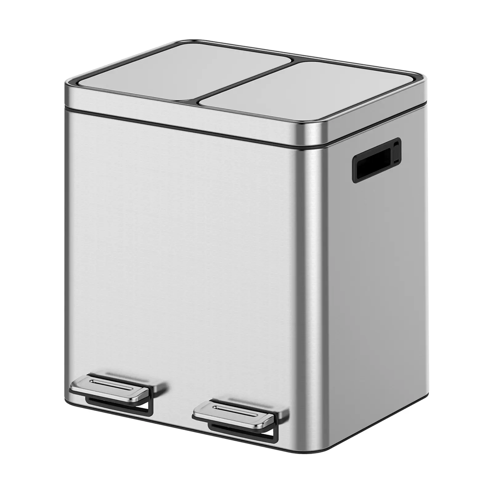 Stainless Steel Multi-Section Step Bin, Soft-Close, Removable Buckets, 8, 10.6, 11.9, and 15.9 Gallon Options