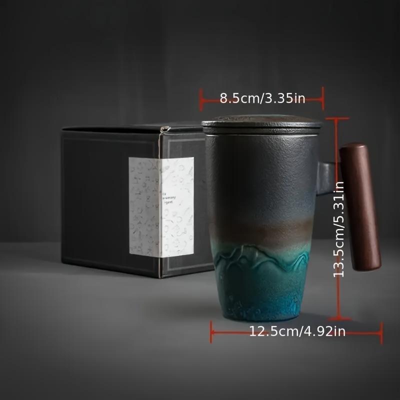 Ceramic Tea Cup Set, 1 Count Handmade Ceramic Coffee Cup with Filter, Creative Retro Cup, Traditional Tea Cup, Drinking Tea Cup, Drinkware for Home Office